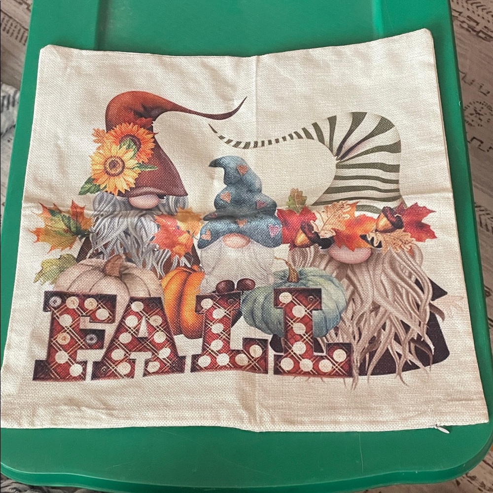 Fall Gnome Decorative Pillow Cover, Zippered, 18”